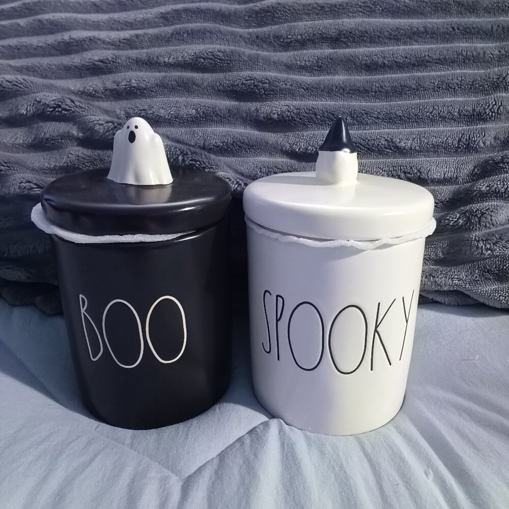 Rae Dunn NWOT "Boo" & "Spooky" Canisters